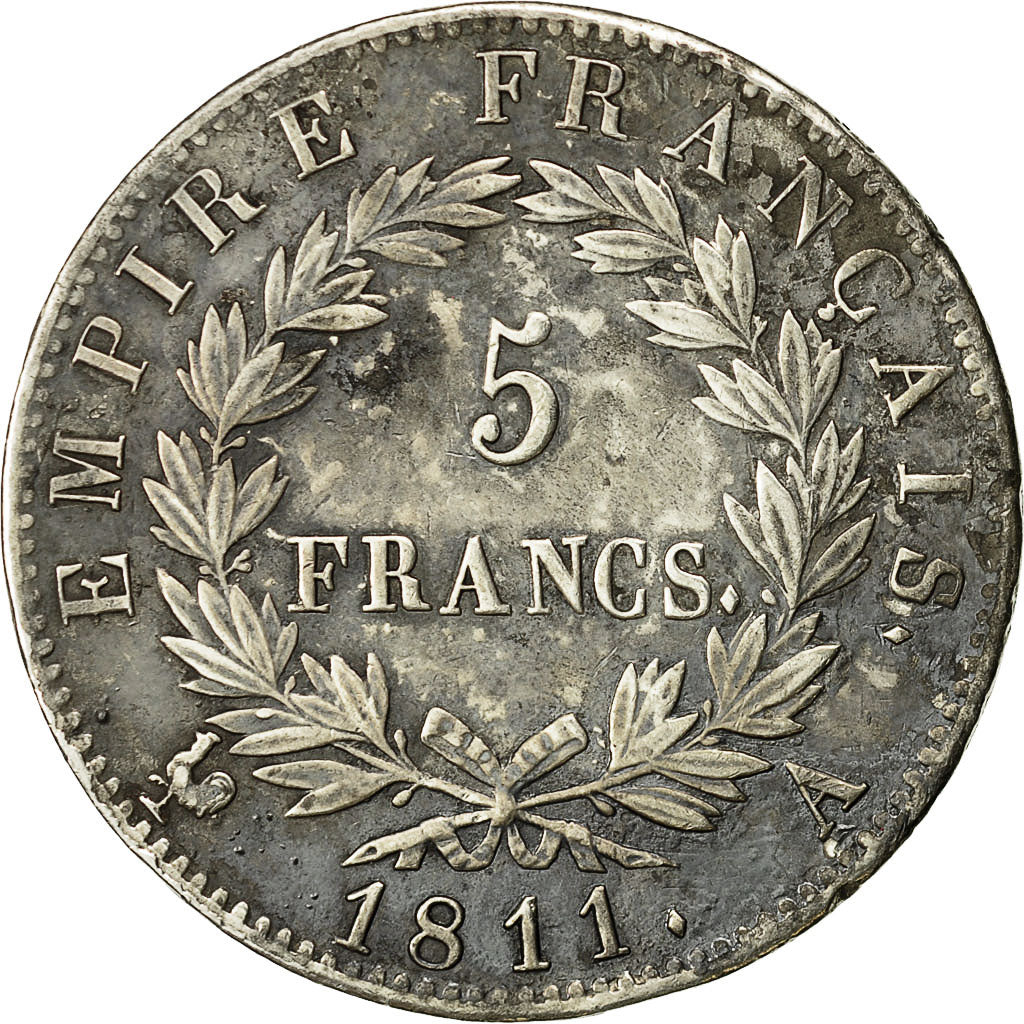 Munten, Frankrijk, Napoléon I, 5 Francs, 1811, Paris, FR+, Zilver, KM:694.1