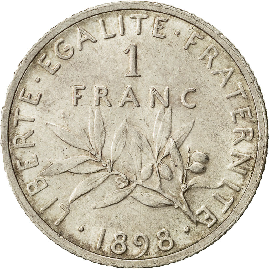 Coin, France, Semeuse, Franc, 1898, Paris, AU(55-58), Silver, KM:844.1