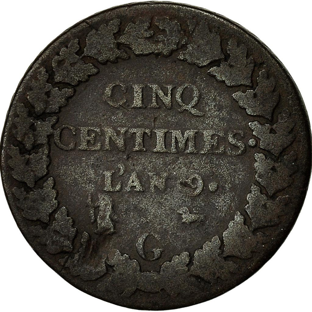 Monnaie, France, Dupré, 5 Centimes, 1800, Geneva, B, Bronze, Gadoury:126b