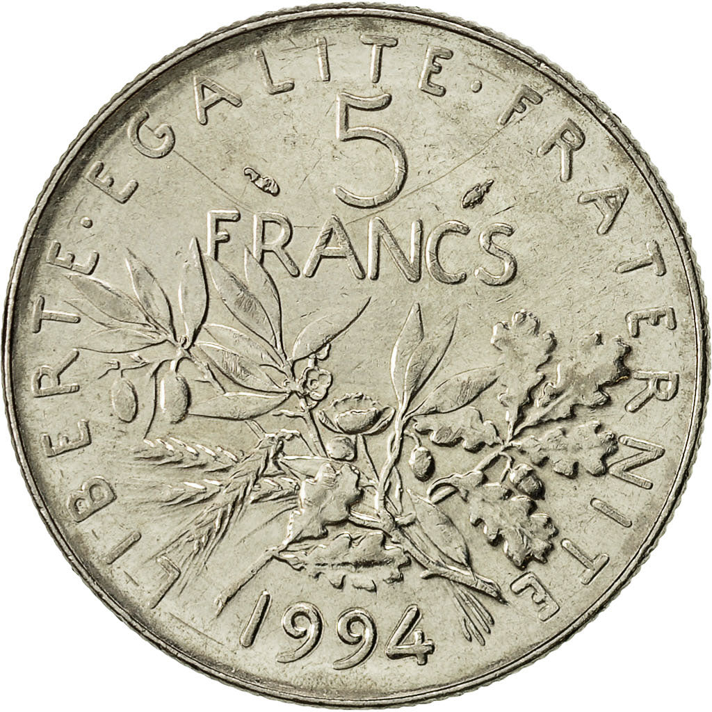 Coin, France, Semeuse, 5 Francs, 1994, Paris, AU(50-53), KM 926a.1