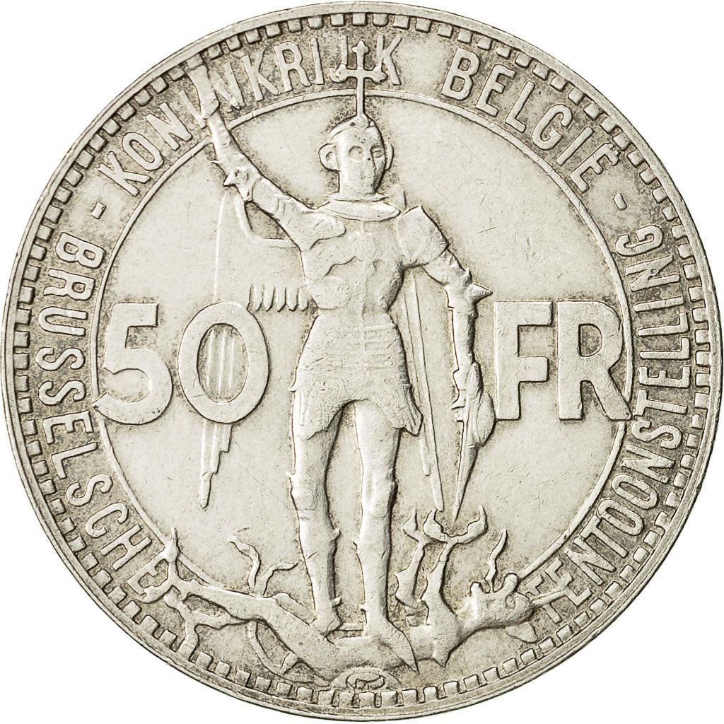 Coin, Belgium, 50 Francs, 50 Frank, 1935, AU(50-53), Silver, KM:107.1
