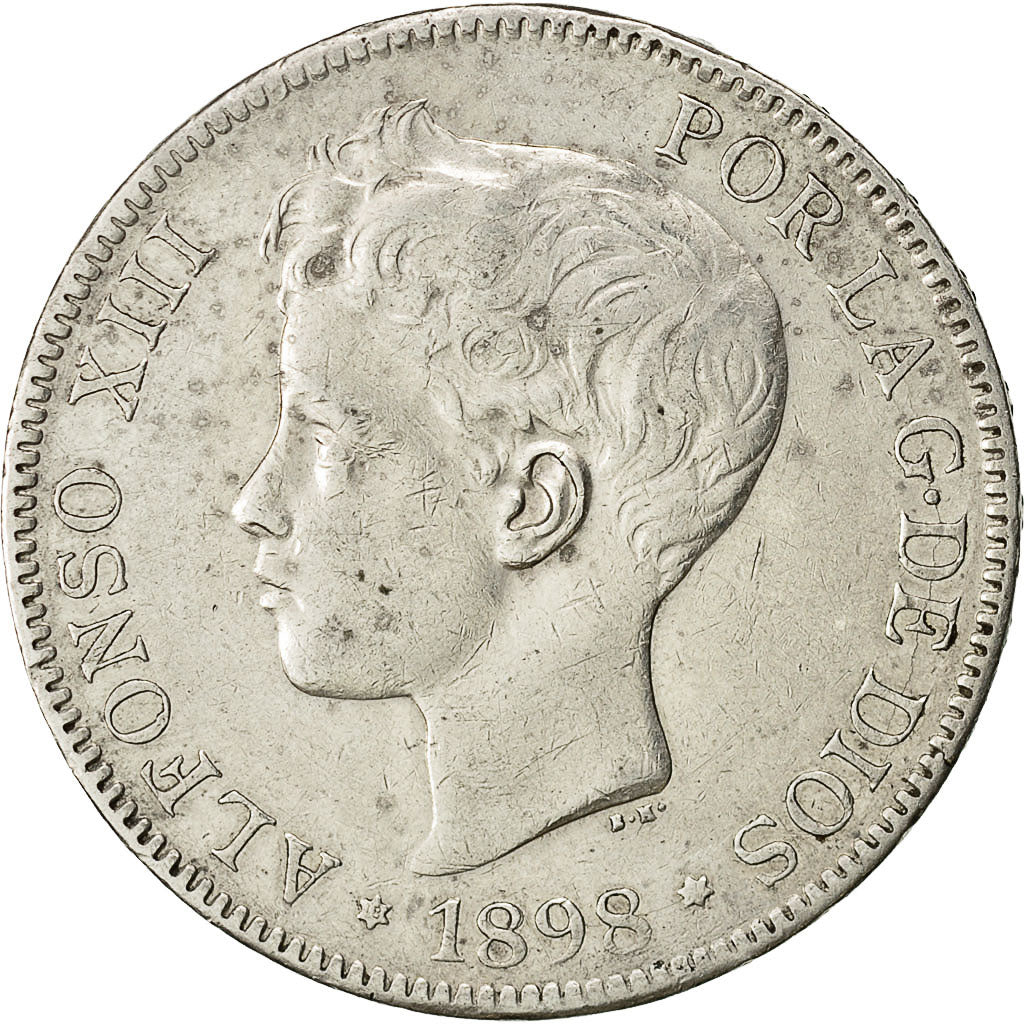 Münze, Spanien, Alfonso XIII, 5 Pesetas, 1898, SS, Silber, KM:707