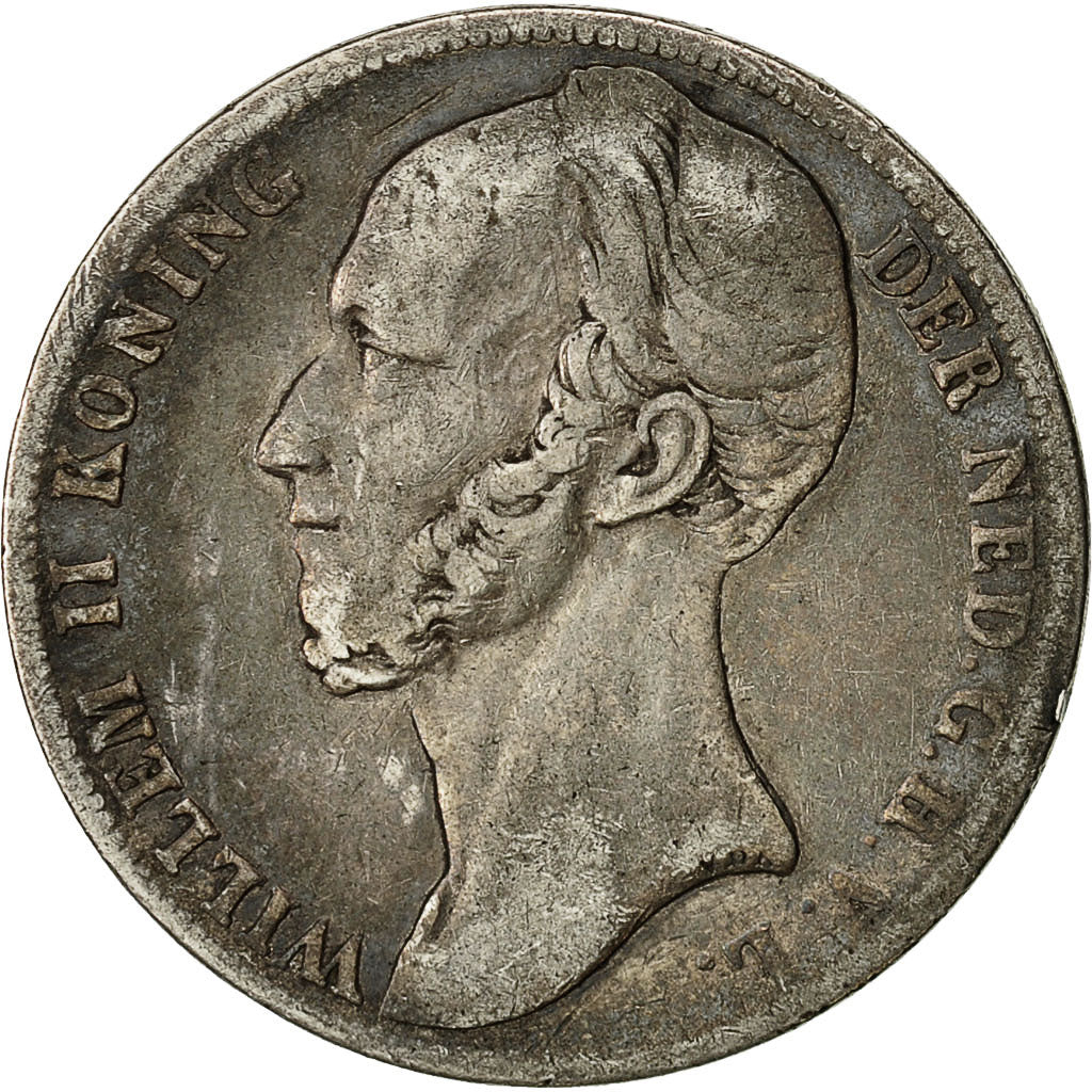Coin, Netherlands, William II, Gulden, 1845, VF(20-25), Silver, KM:66