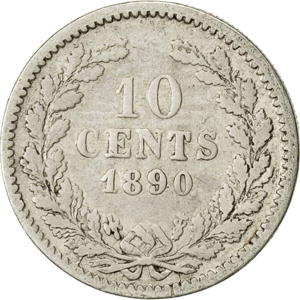 Coin, Netherlands, William III, 10 Cents, 1890, VF(20-25), Silver, KM:80