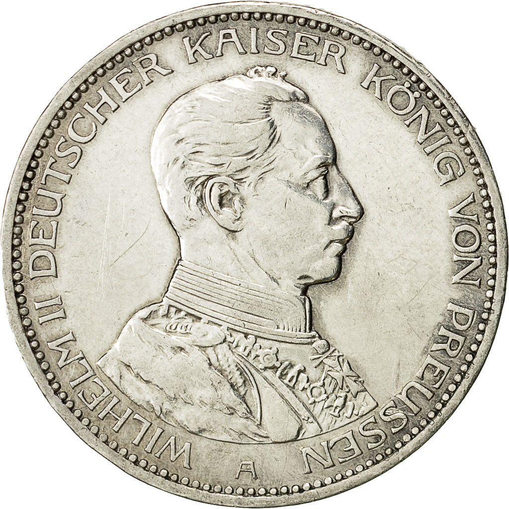 Coin, German States, PRUSSIA, Wilhelm II, 3 Mark, 1914, Berlin, EF(40-45)