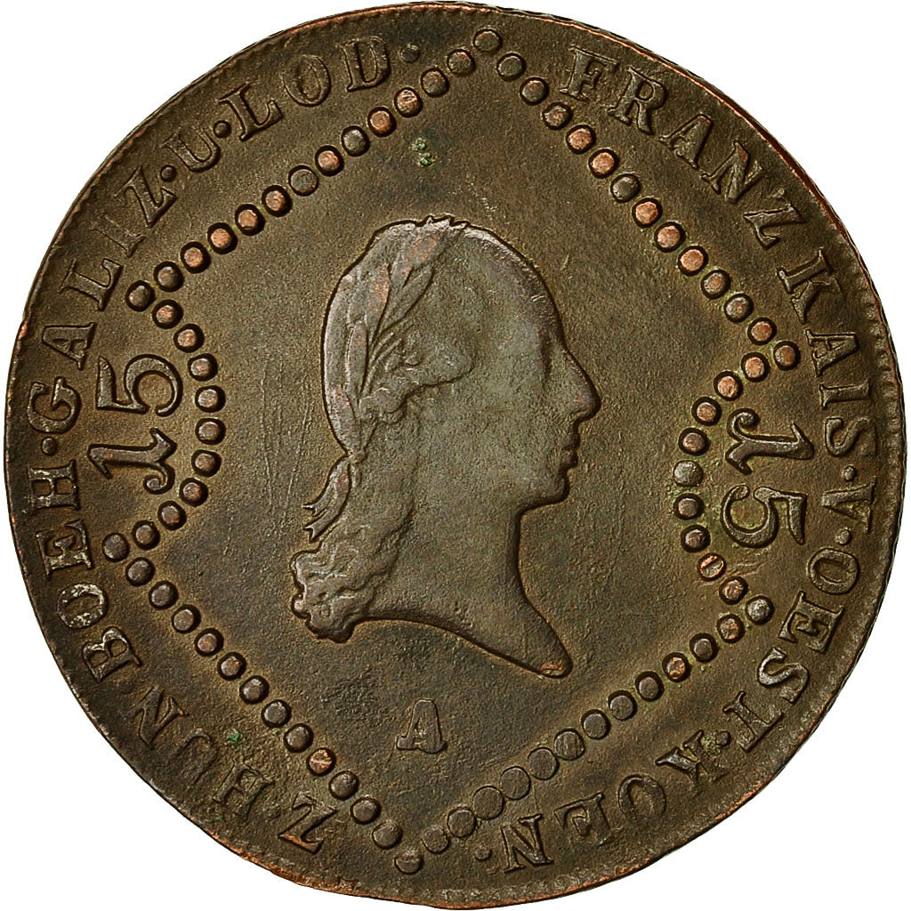 Moneda, Austria, Franz II (I), 15 Kreuzer, 1807, Vienna, MBC, Cobre, KM:2138