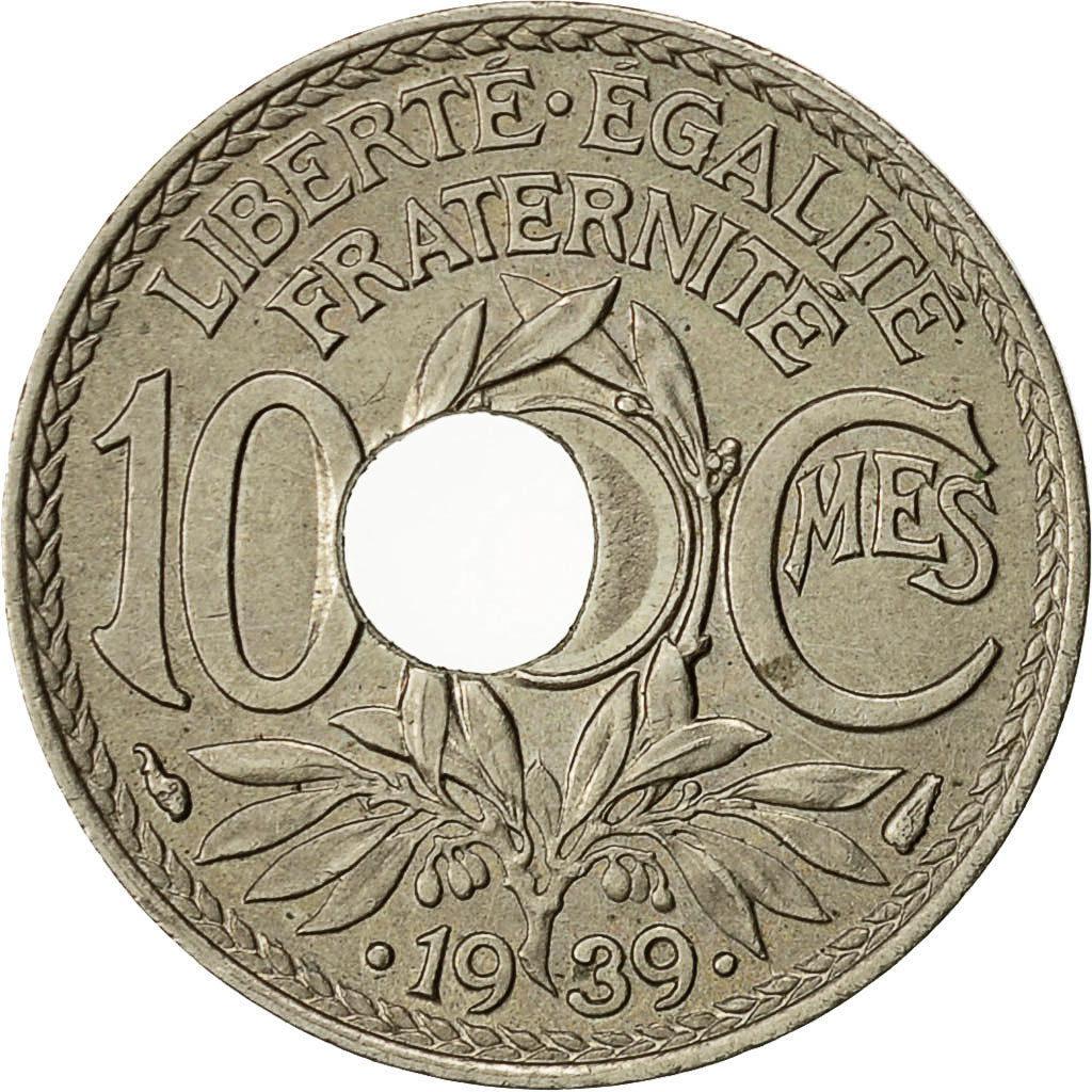 Monnaie, France, Lindauer, 10 Centimes, 1939, Trou Décentré, SUP