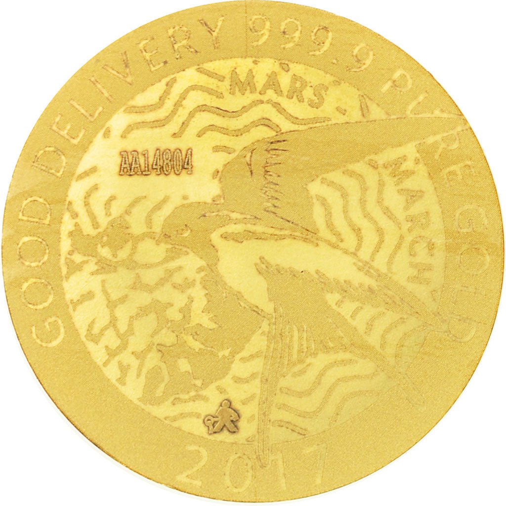 France, 1/10 Oz, Mars - March, 2017, MS(65-70), Gold