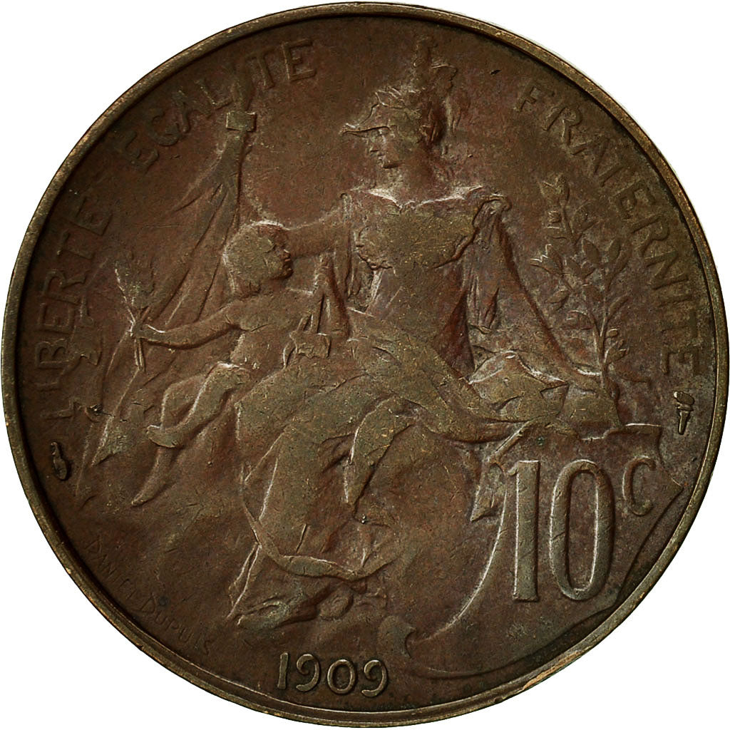 Coin, France, Dupuis, 10 Centimes, 1909, Paris, EF(40-45), Bronze, KM:843