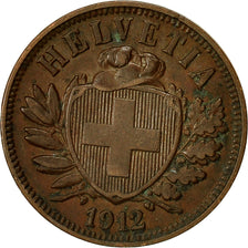 Coin, Switzerland, 2 Rappen, 1912, Bern, AU(50-53), Bronze, KM:4.2