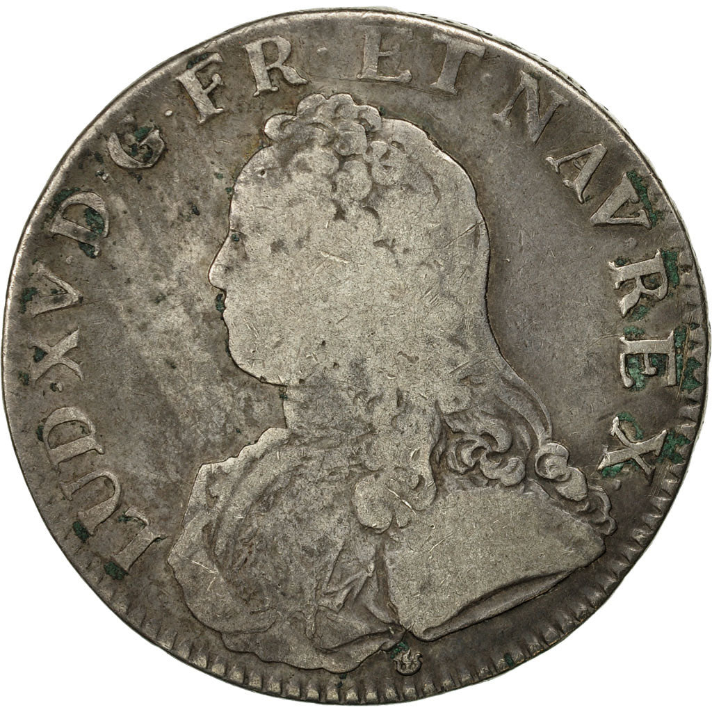Coin, France, Louis XV, Écu aux branches d'olivier, 1728, Lyons, KM 486.6