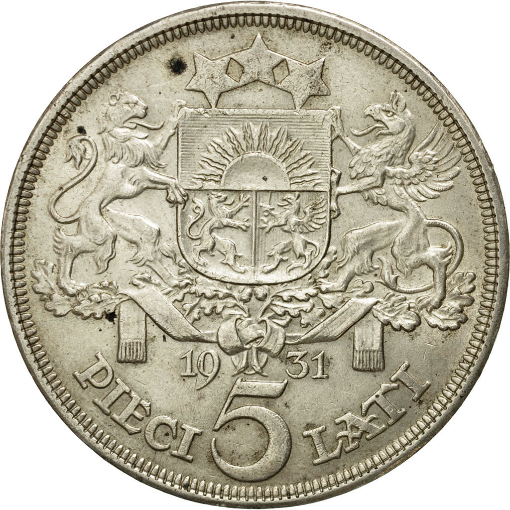 Münze, Latvia, 5 Lati, 1931, SS, Silber, KM:9