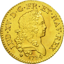 Monnaie, France, Louis XV, Louis d'or Mirliton, grandes palmes, 1724, Poitiers