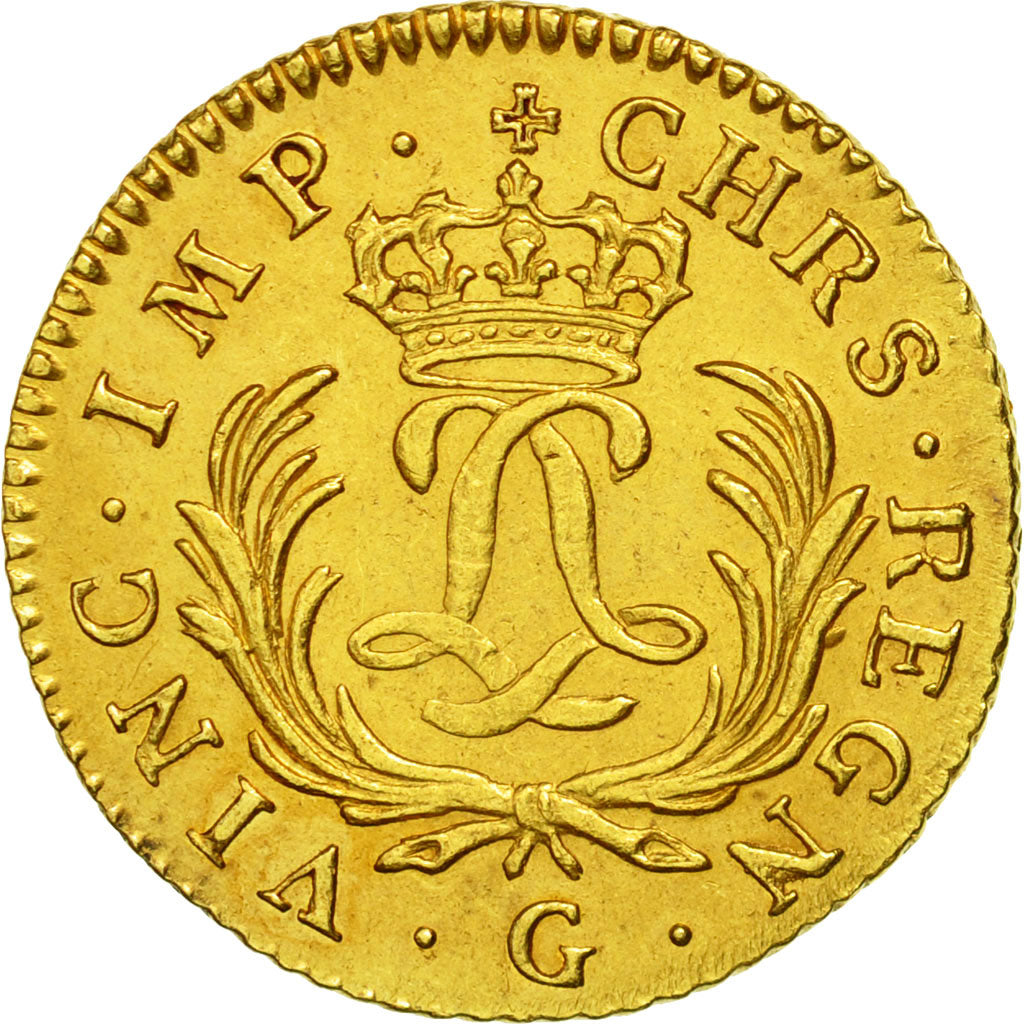Coin, France, Louis XV, Louis d'or Mirliton, grandes palmes, 1724, Poitiers
