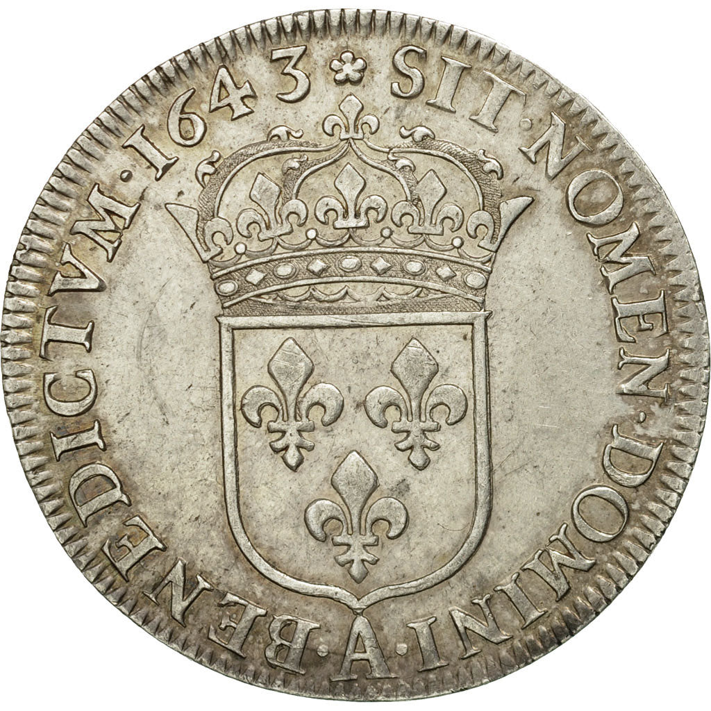 Monnaie, France, Louis XIII, 1/2 Écu, deuxième poinçon de Warin, 1643, Paris