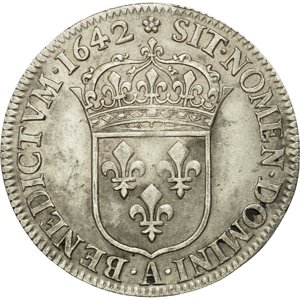 Moneta, Francia, Louis XIII, 1/4 Écu 2e poinçon de Warin, 1642, Paris, Gad 48