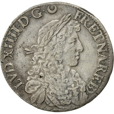 Monnaie, France, Louis XIV, Écu de Béarn au buste juvénile, 1667,Pau,Gadoury 208