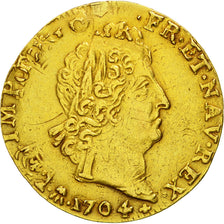 Coin, France, Louis XIV, Louis d'or aux insignes, 1704, Nantes, KM 365.18