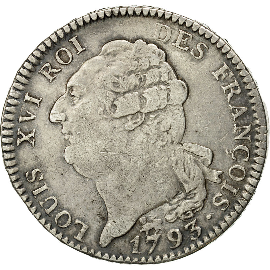 Coin, France, Écu de 6 livres françois, 1793, Paris, VF(30-35), KM 615.1