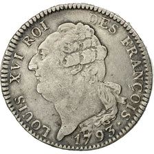 Coin, France, Écu de 6 livres françois, 1793, Paris, VF(30-35), KM 615.1