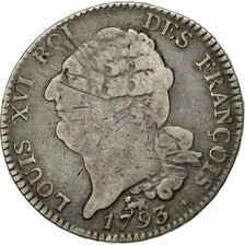 Coin, France, Écu de 6 livres françois, 1793, Paris, VF(30-35), KM 615.1