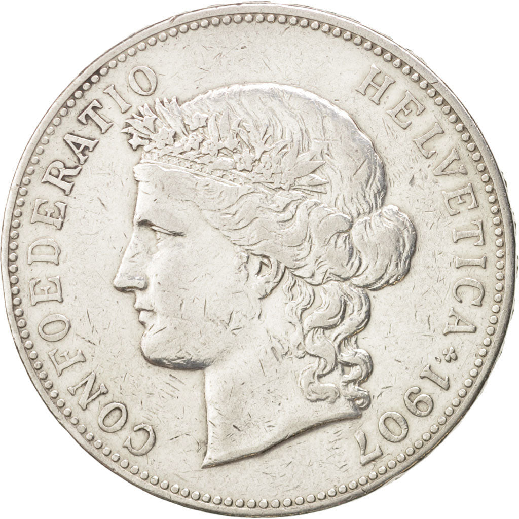 Switzerland, 5 Francs, 1907, Bern, Silver, KM:34