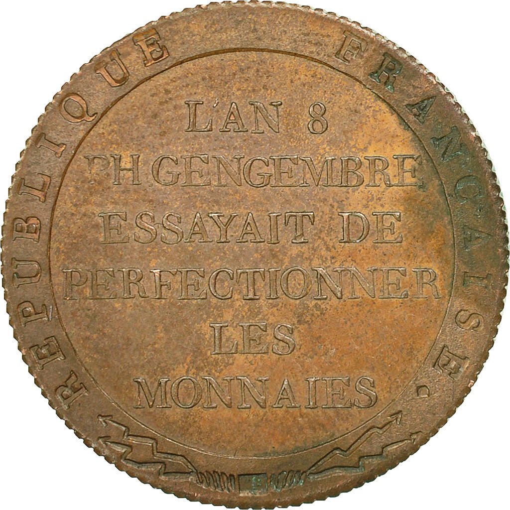 Moneta, Francia, Lavoisier par Gengembre, 2 Francs, AN 8, ESSAI, SPL, Rame