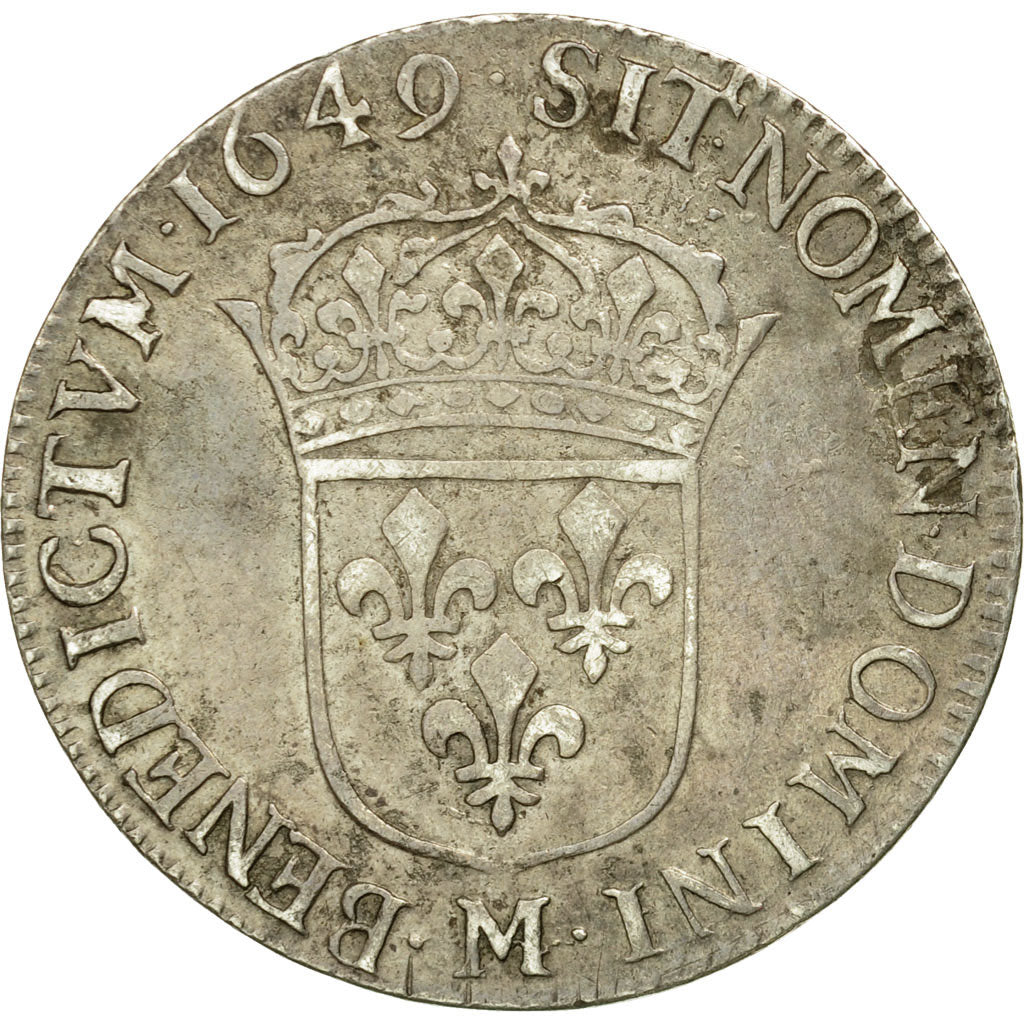 Monnaie, France, Louis XIV, 1/4 Écu à la mèche longue, 1649, Toulouse,Gadoury140