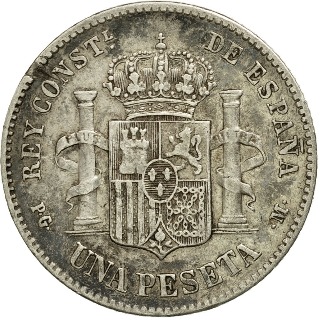 Coin, Spain, Alfonso XIII, Peseta, 1891, Madrid, EF(40-45), Silver, KM:691
