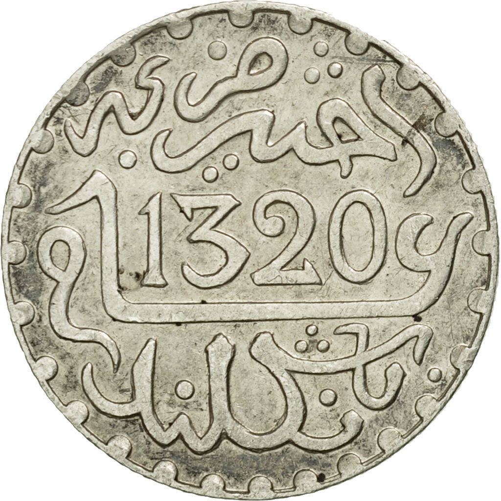 Monnaie, Maroc, 'Abd al-Aziz, 1/20 Rial, 1/2 Dirham, 1320, Londres, SUP, Argent