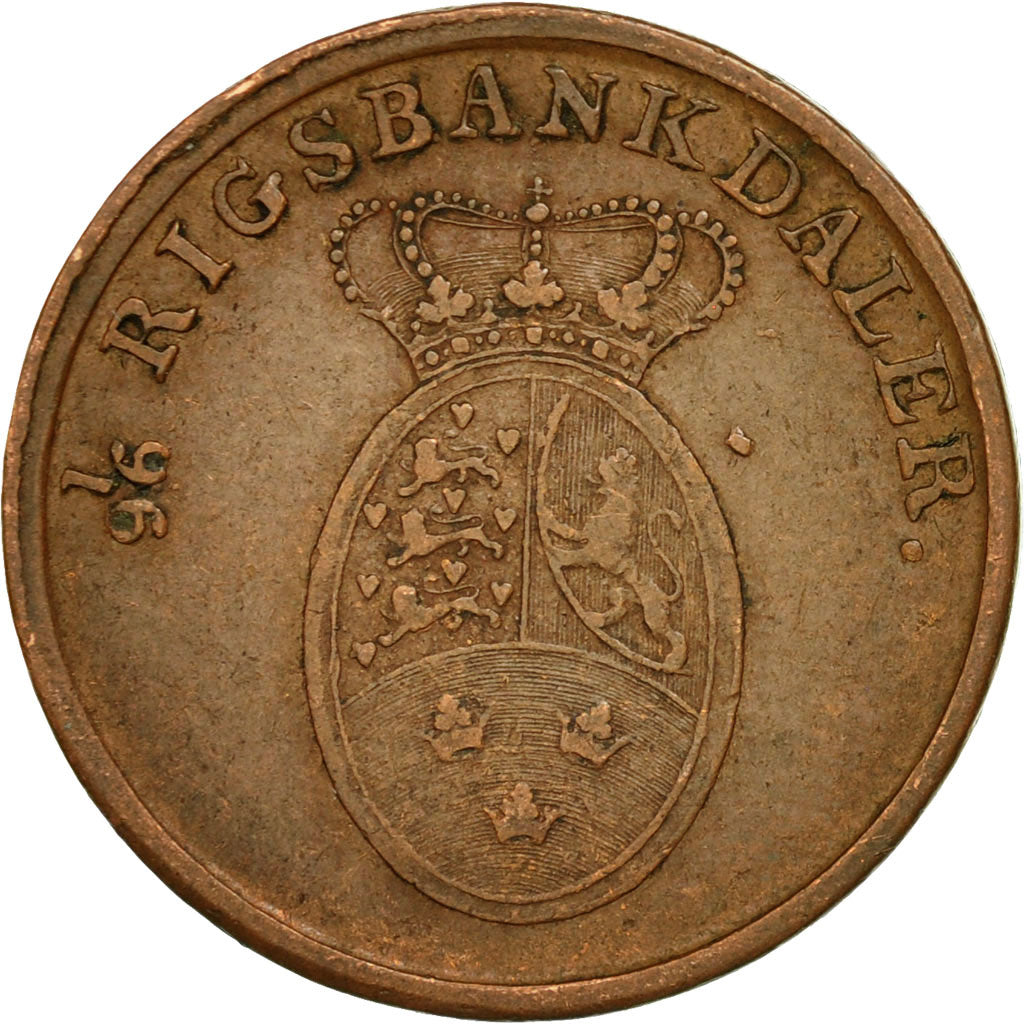 Coin, Denmark, Frederik VI, Rigsbankskilling, 1818, EF(40-45), Copper, KM:688