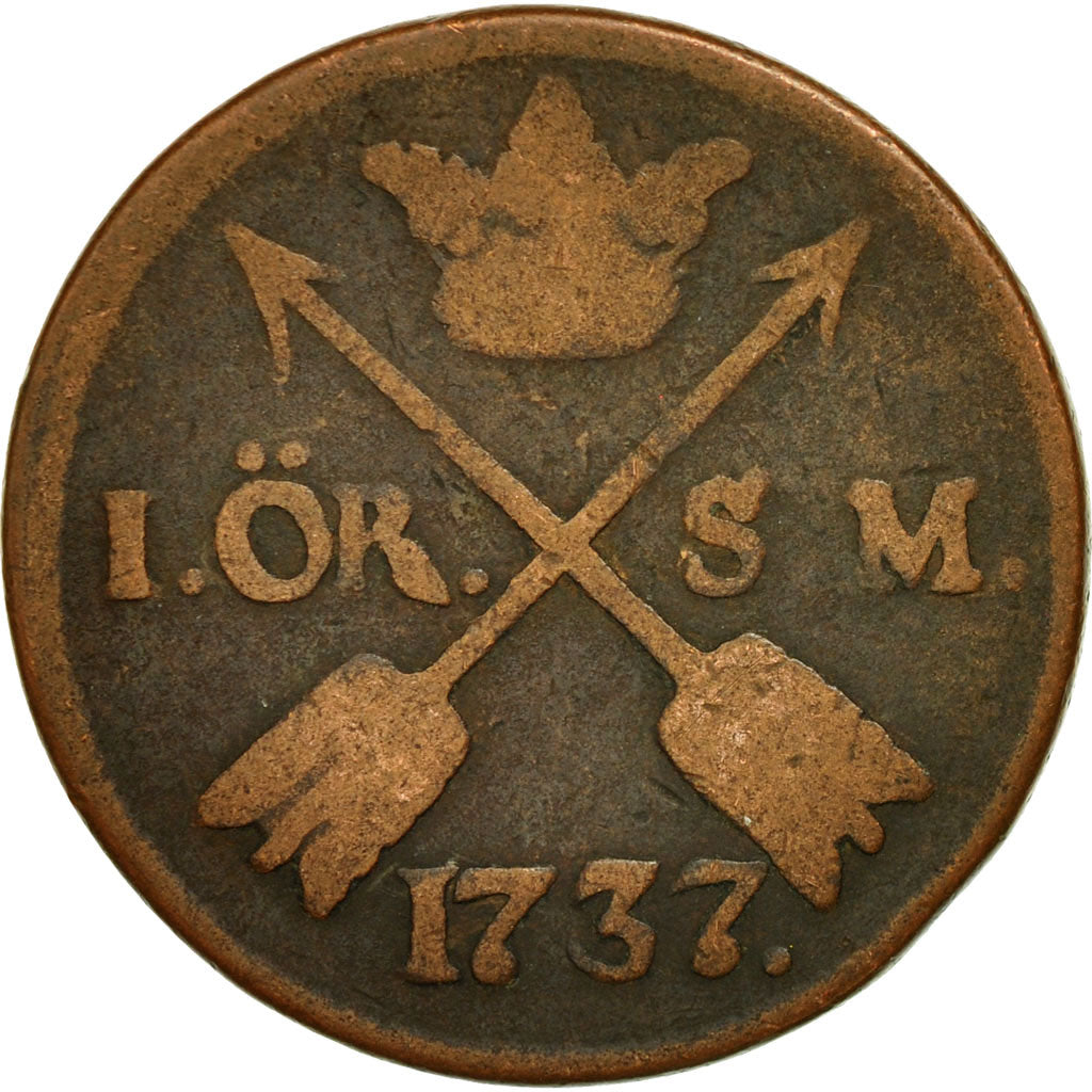 Coin, Sweden, Frederick I, Ore, S.M., 1737, VF(20-25), Copper, KM:416.1