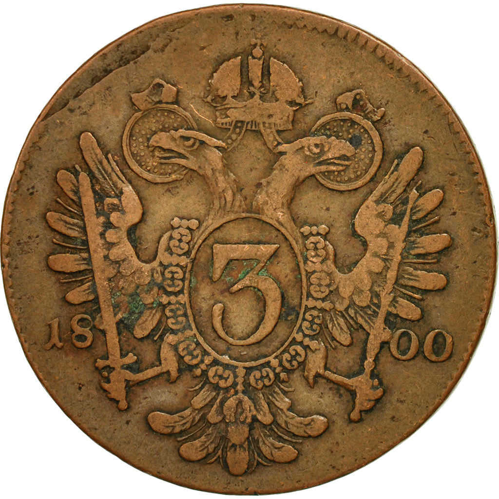 Coin, Austria, Franz II (I), 3 Kreuzer, 1800, VF(30-35), Copper, KM:2115.3