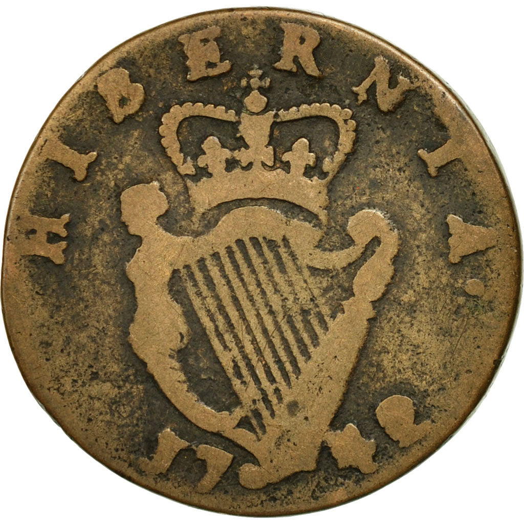 Coin, Ireland, 1/2 Penny, 1742, VF(20-25), Copper, KM:130.1