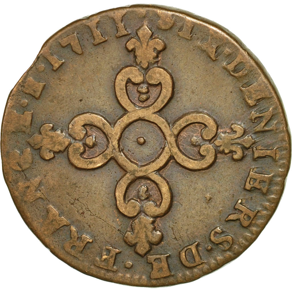 Coin, France, Louis XIV, Six deniers, 6 Deniers, 1711, Montpellier, KM 400.2
