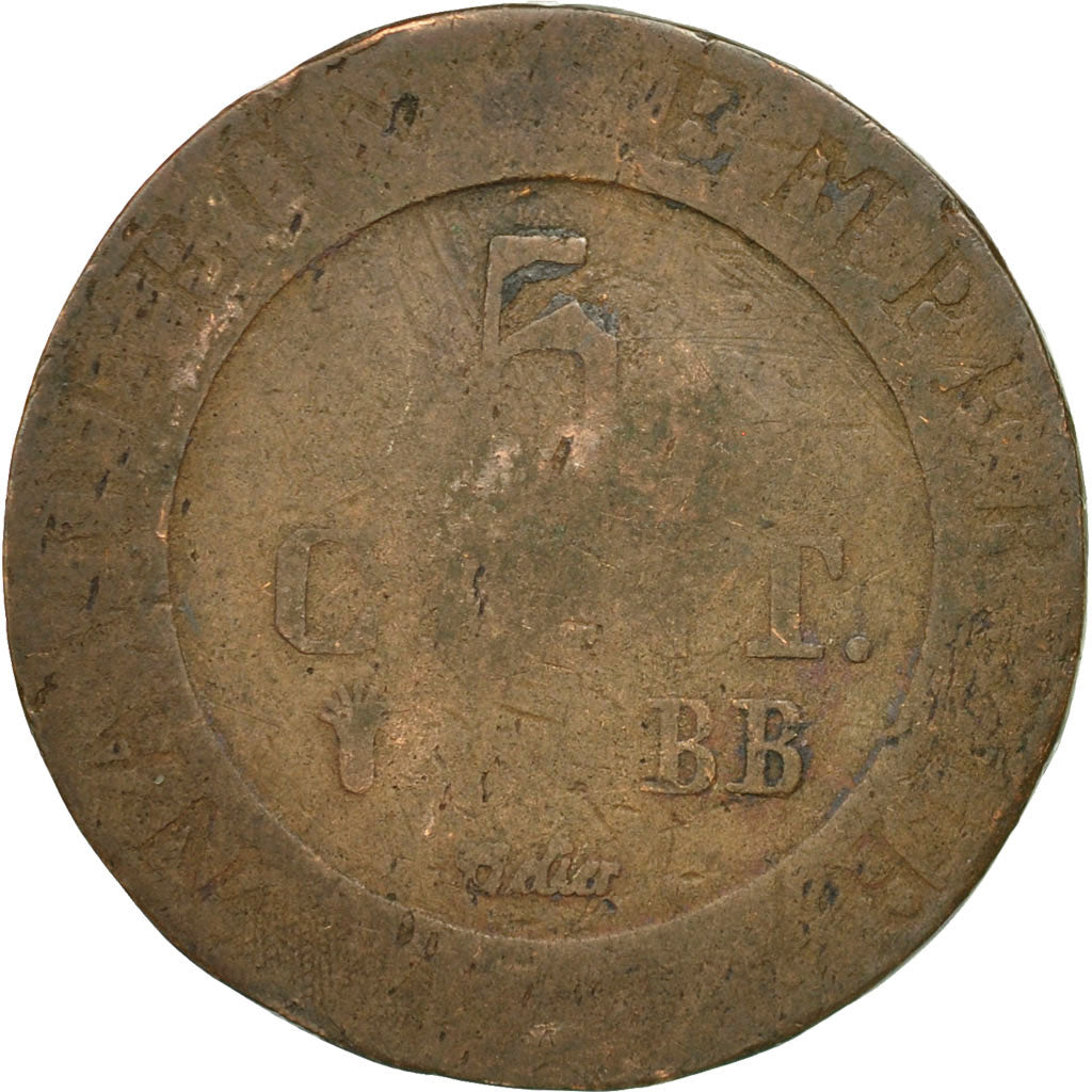 Moneta, Francia, Napoléon I, 5 Centimes, 1808, Strasbourg, B+, Rame, KM:689