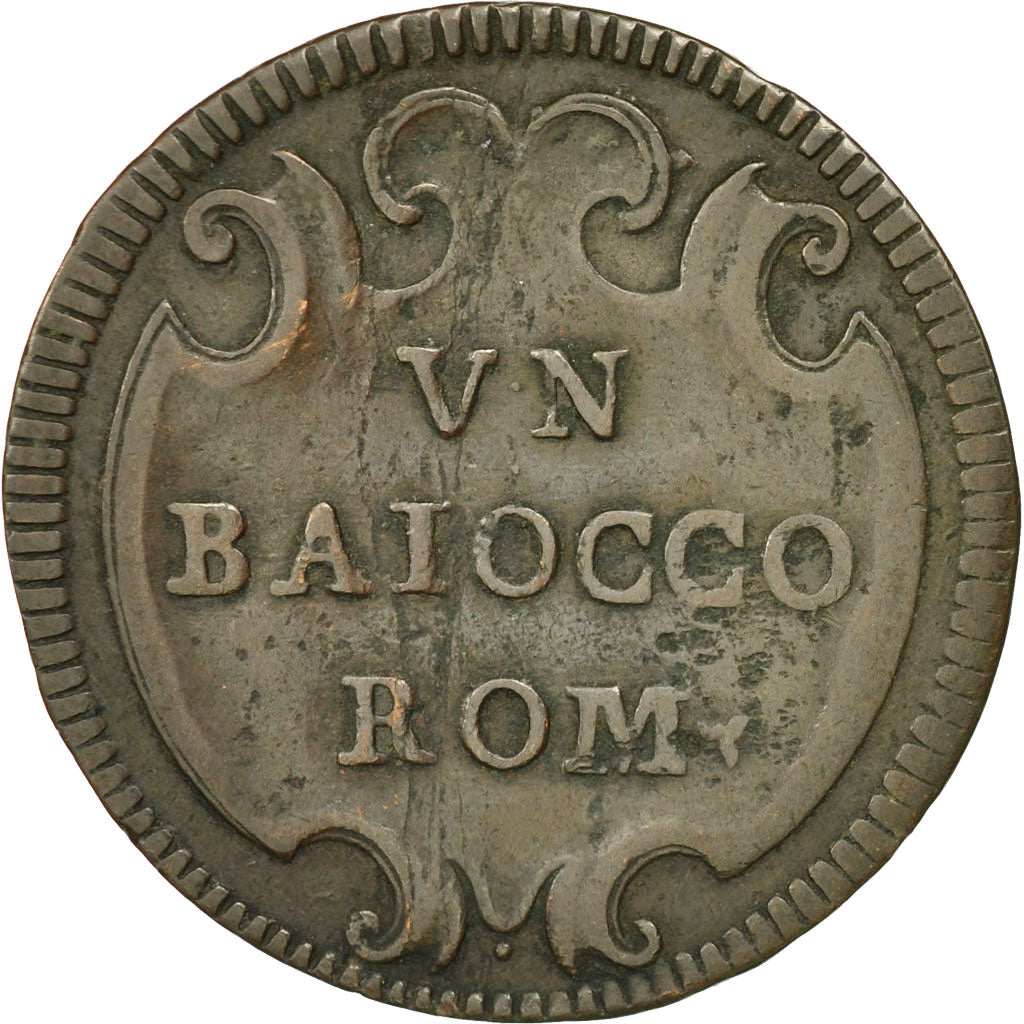 Coin, ITALIAN STATES, PAPAL STATES, Benedict XIV, Baiocco, Undated (1743)