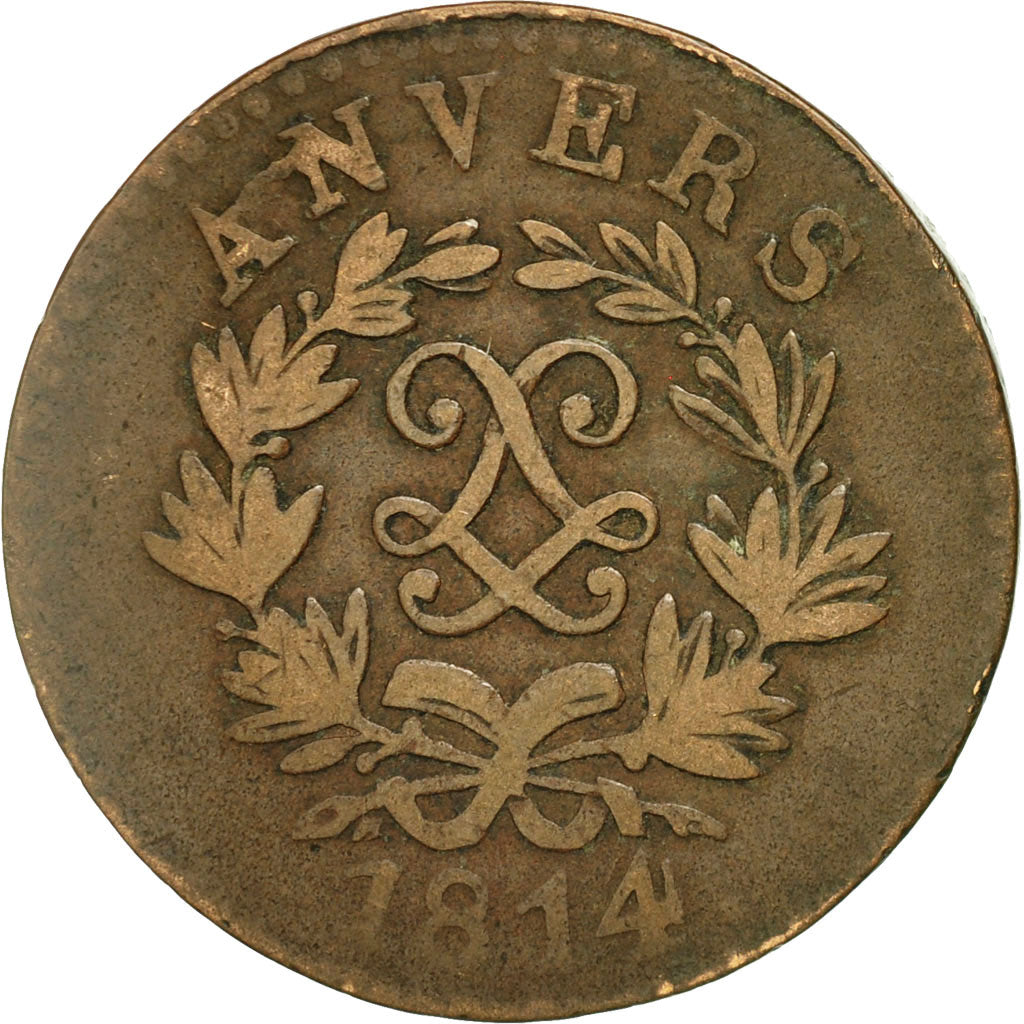Monnaie, France, Louis XVIII, 5 Centimes, 1814, Anvers, B, Bronze, Gadoury:131b1