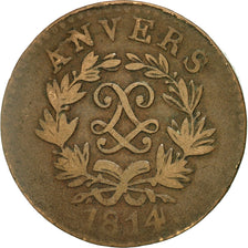 Monnaie, France, Louis XVIII, 5 Centimes, 1814, Anvers, B, Bronze, Gadoury:131b1