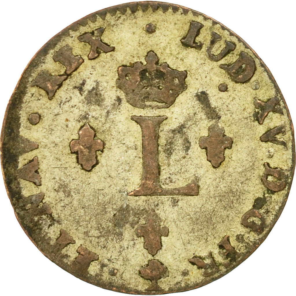 Monnaie, France, Louis XV, Double sol (2 sous) en billon, 2 Sols, 1764, Paris