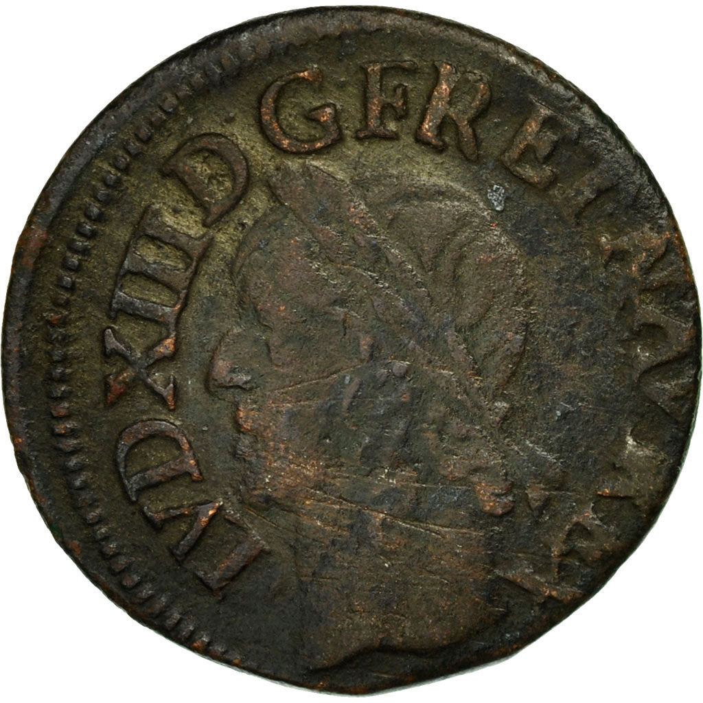 Munten, Frankrijk, Louis XIII, Double tournois de Warin,1643,La Rochelle,KM127.6