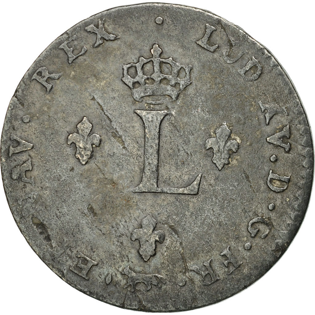 Munten, Frankrijk, Louis XV, Double sol (2 sous) en billon, 1739, Paris,KM 500.1