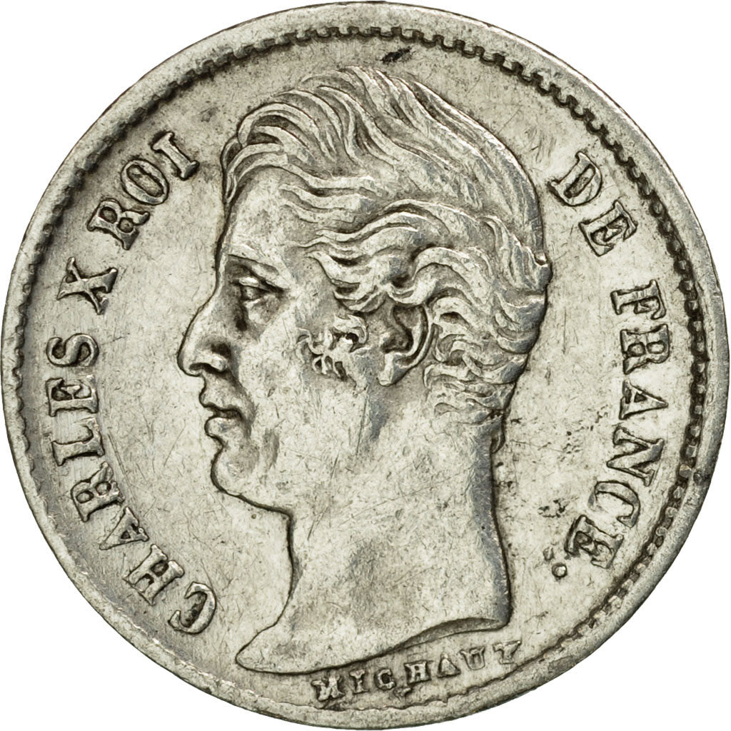 Moneda, Francia, Charles X, 1/4 Franc, 1827, Paris, MBC+, Plata, KM:722.1