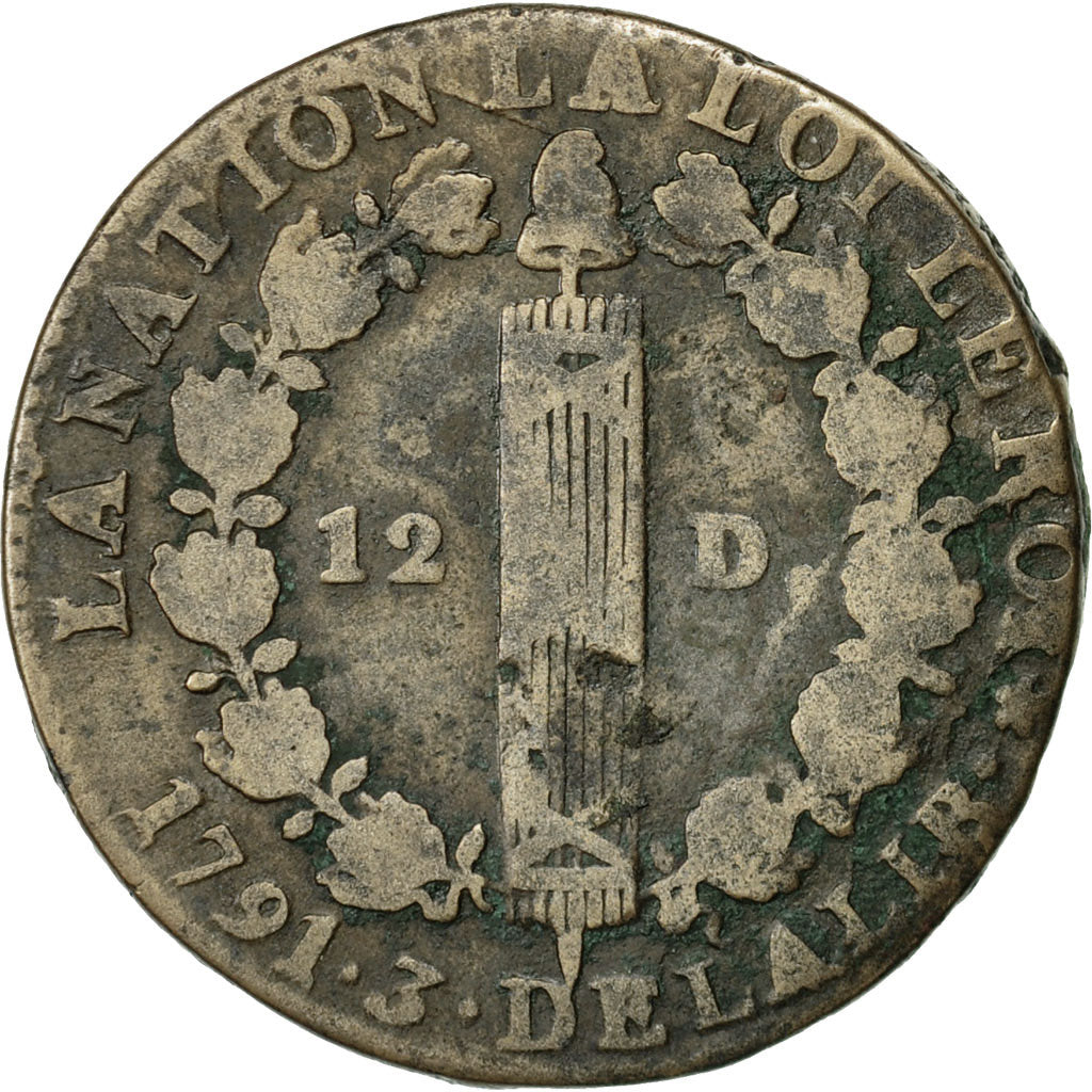 Coin, France, 12 deniers françois, 12 Deniers, 1791, Paris, F(12-15), Bronze