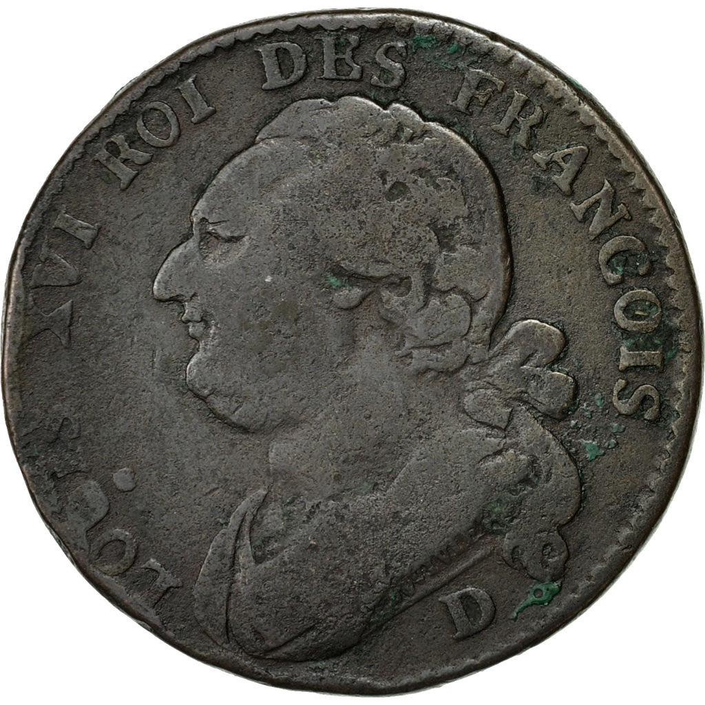 Coin, France, 12 deniers françois, 12 Deniers, 1792, Lyons, F(12-15), Bronze