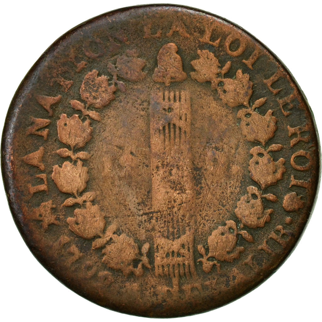 Moneda, Francia, 12 deniers françois, 12 Deniers, 1792, Rouen, BC, Bronce