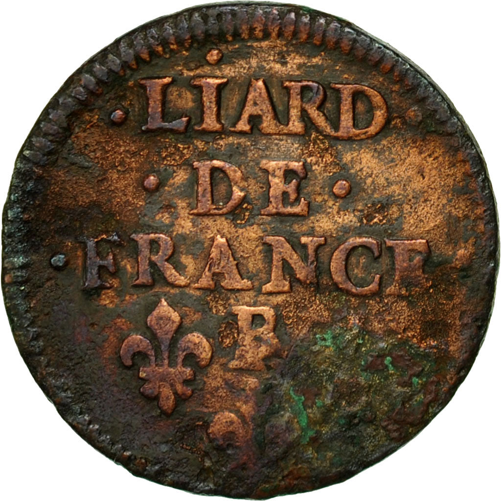 Moneta, Francia, Louis XIV, Liard de France au buste juvénile, 1656 Acquigny