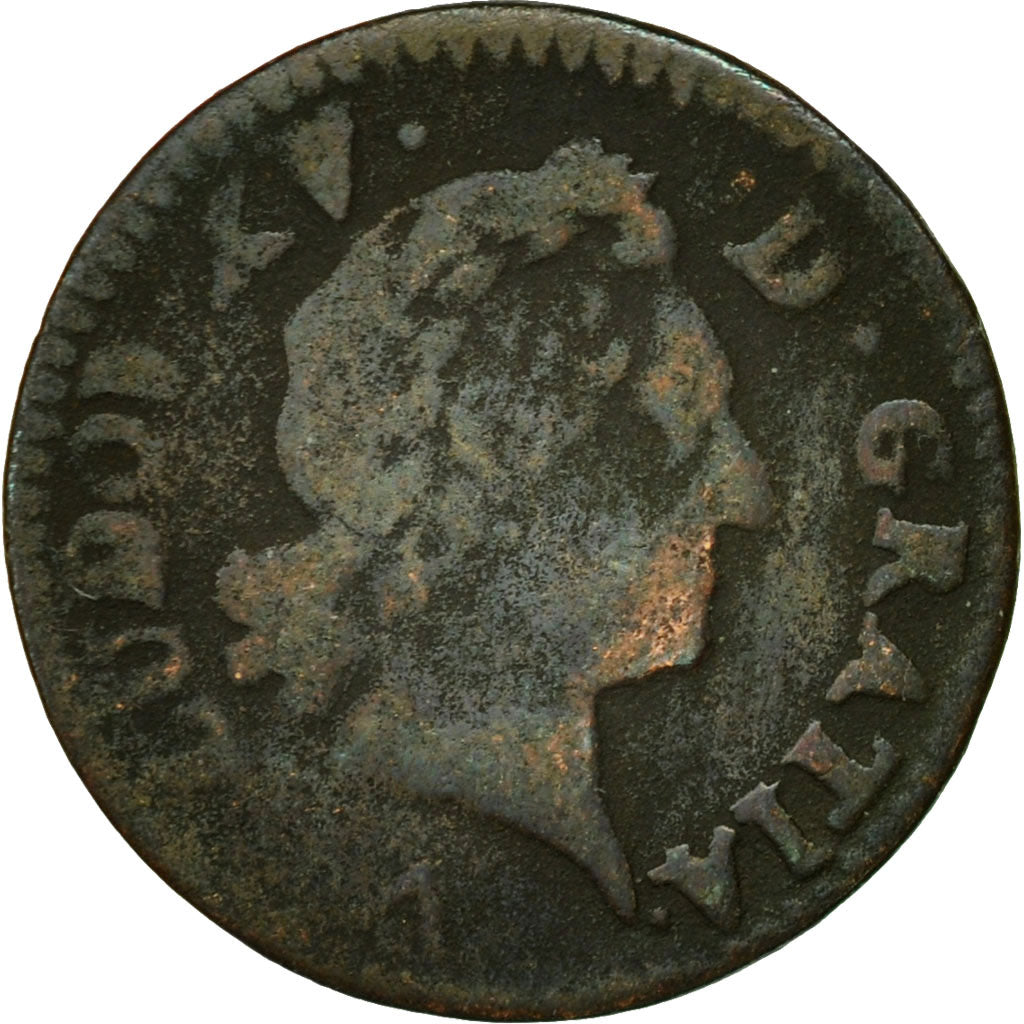Moneta, Francia, Louis XV, Liard à la vieille tête, Liard, 1774, Lille, B