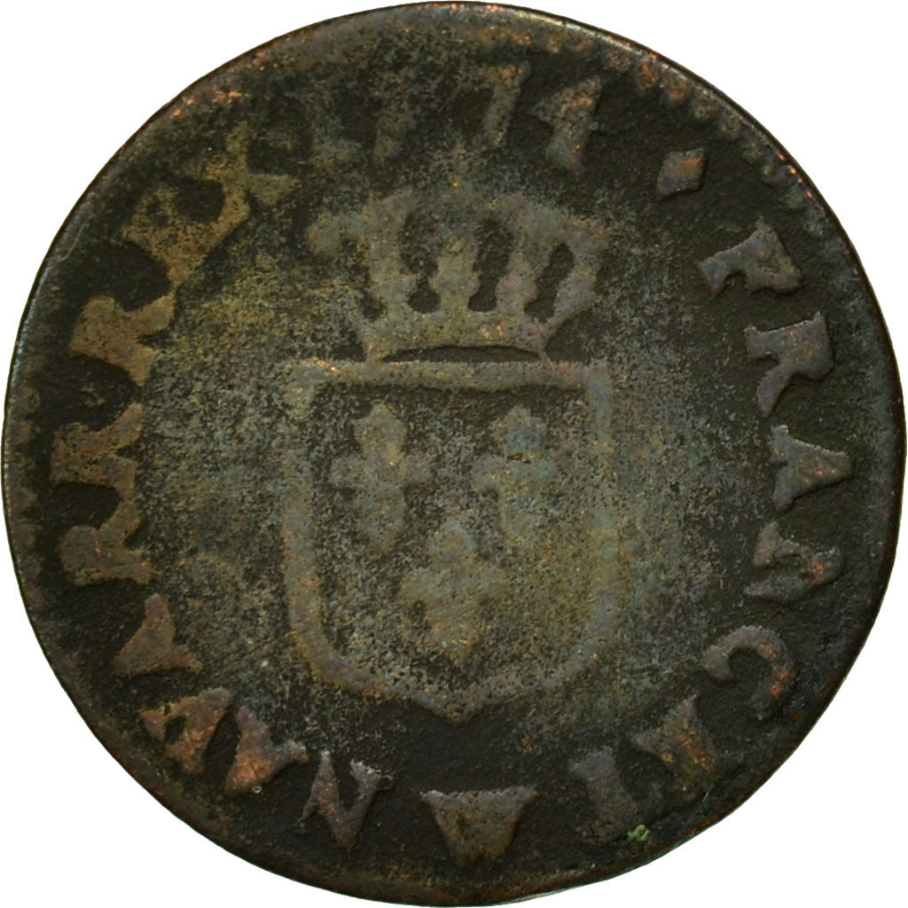 Moneta, Francia, Louis XV, Liard à la vieille tête, Liard, 1774, Lille, B