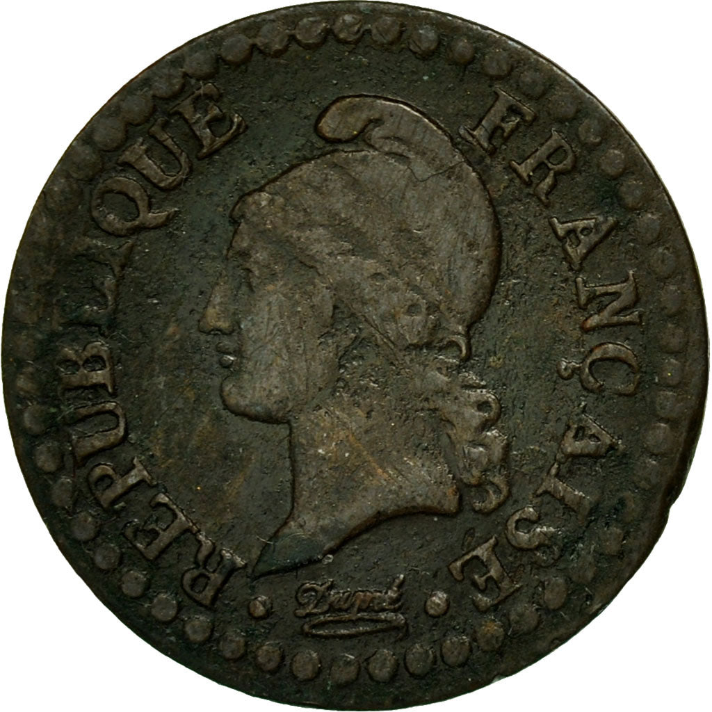 Moneda, Francia, Dupré, Centime, AN 6, Paris, BC+, Bronce, KM:646, Gadoury:76